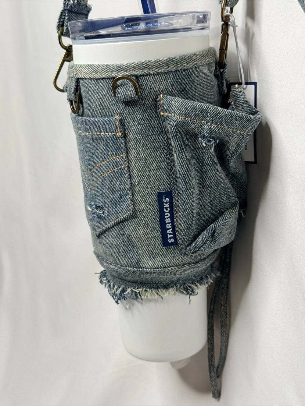 RARE Starbucks Retro Denim Collection 40oz Tumbler with Multifunctional Pouch